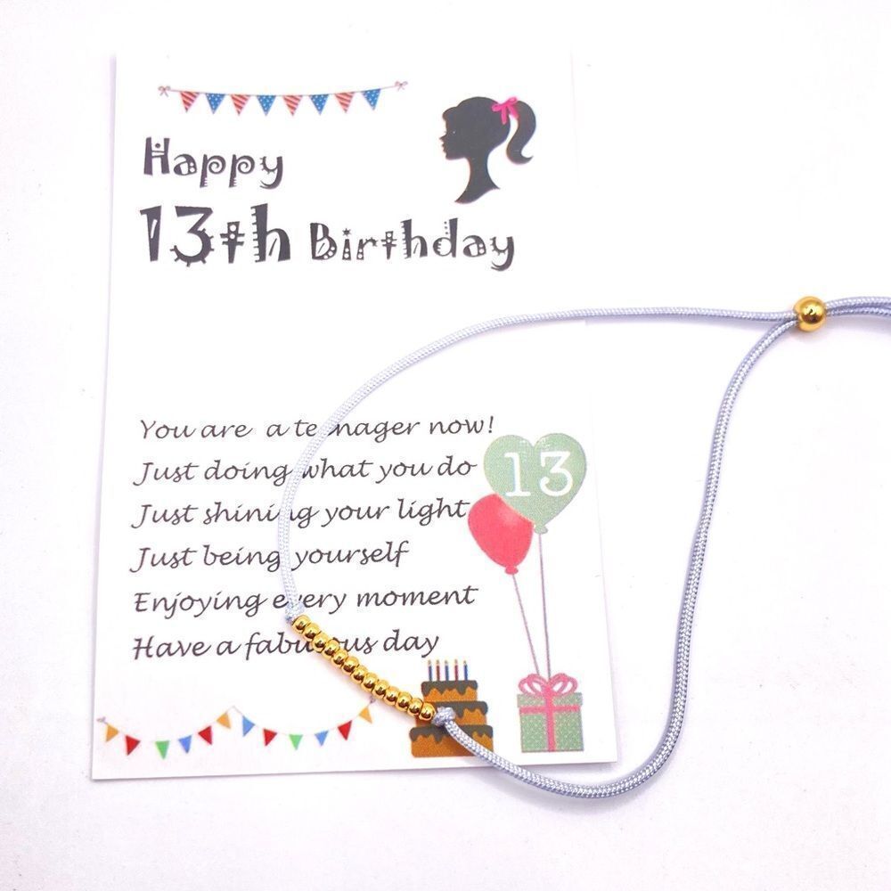 13th Birthday Bracelet Gift for Girls Teenager Wish Bracelet with Keepsake Poem